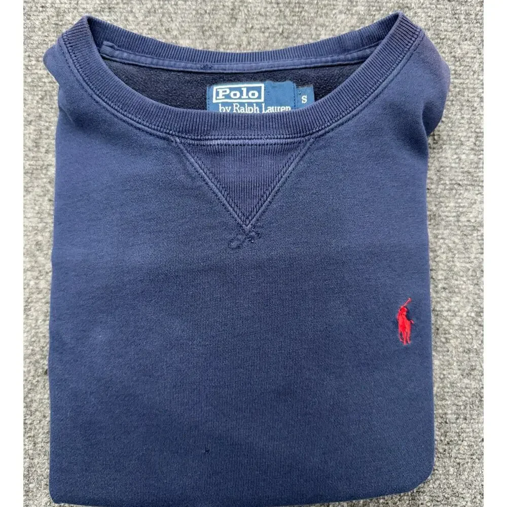 Polo Ralph Lauren Sweatshirt Mens S Navy Blue Pony Crewneck Pullover